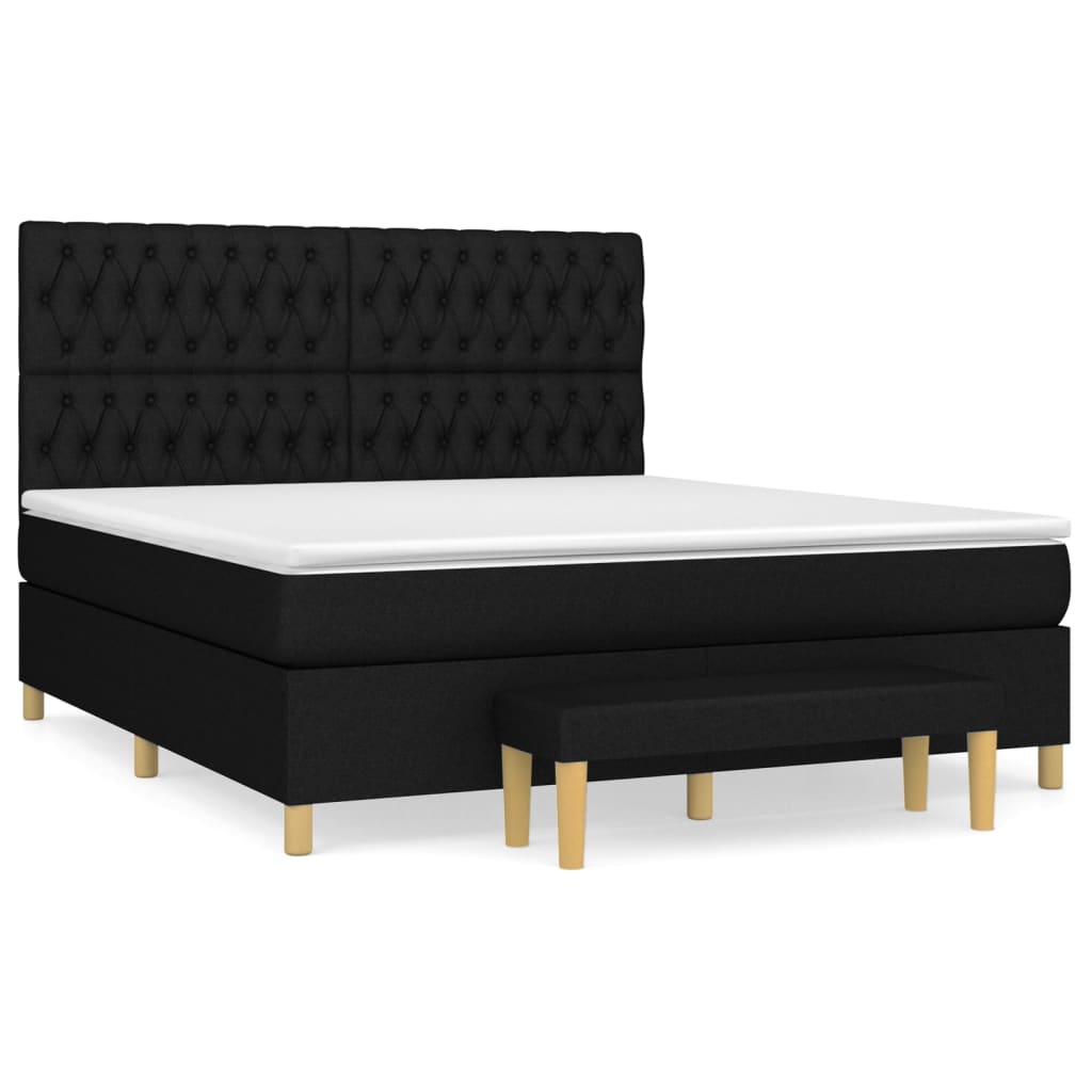 Κρεβάτι Boxspring με Στρώμα Μαύρο 180x200 εκ. Υφασμάτινο - Pakobazaar