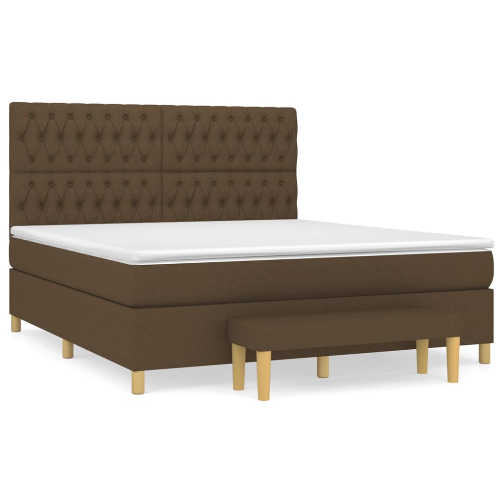 Κρεβάτι Boxspring με Στρώμα Σκούρο Καφέ 180x200 εκ Υφασμάτινο