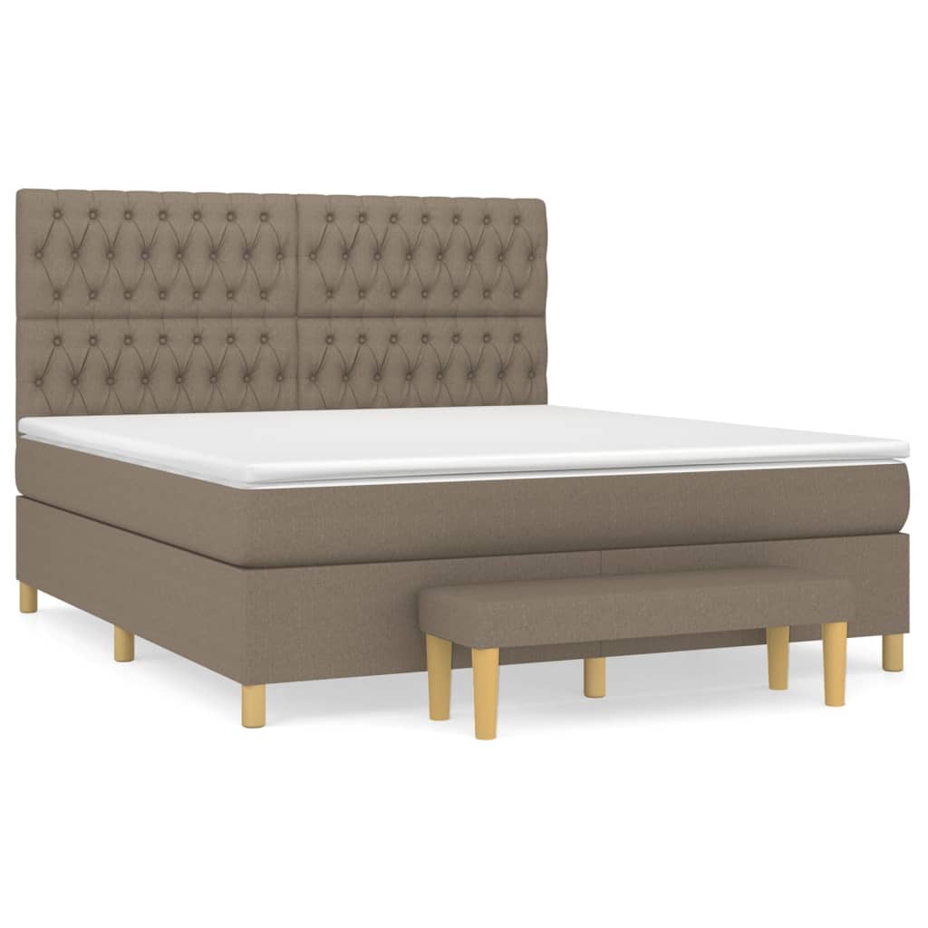 Κρεβάτι Boxspring με Στρώμα Taupe 180x200 εκ. Υφασμάτινο