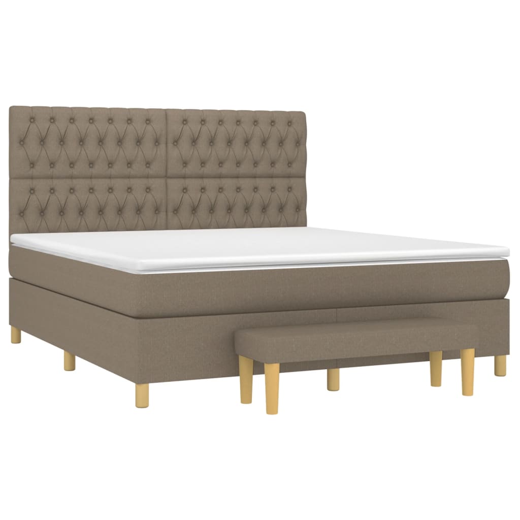Κρεβάτι Boxspring με Στρώμα Taupe 180x200 εκ. Υφασμάτινο