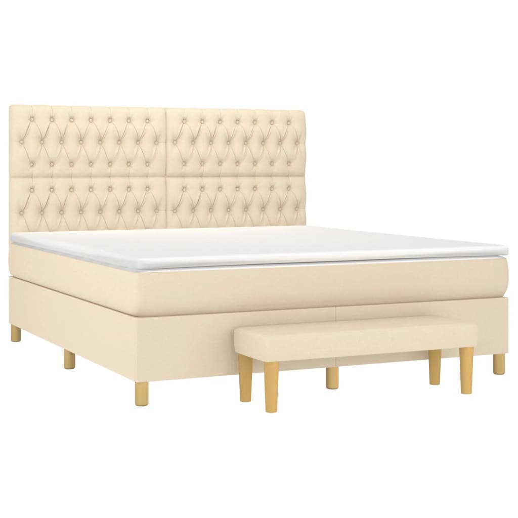 Κρεβάτι Boxspring με Στρώμα Κρεμ 180x200 εκ. Υφασμάτινο - Pakobazaar