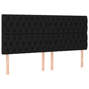 Κρεβάτι Boxspring με Στρώμα Μαύρο 200x200 εκ. Υφασμάτινο - Pakobazaar