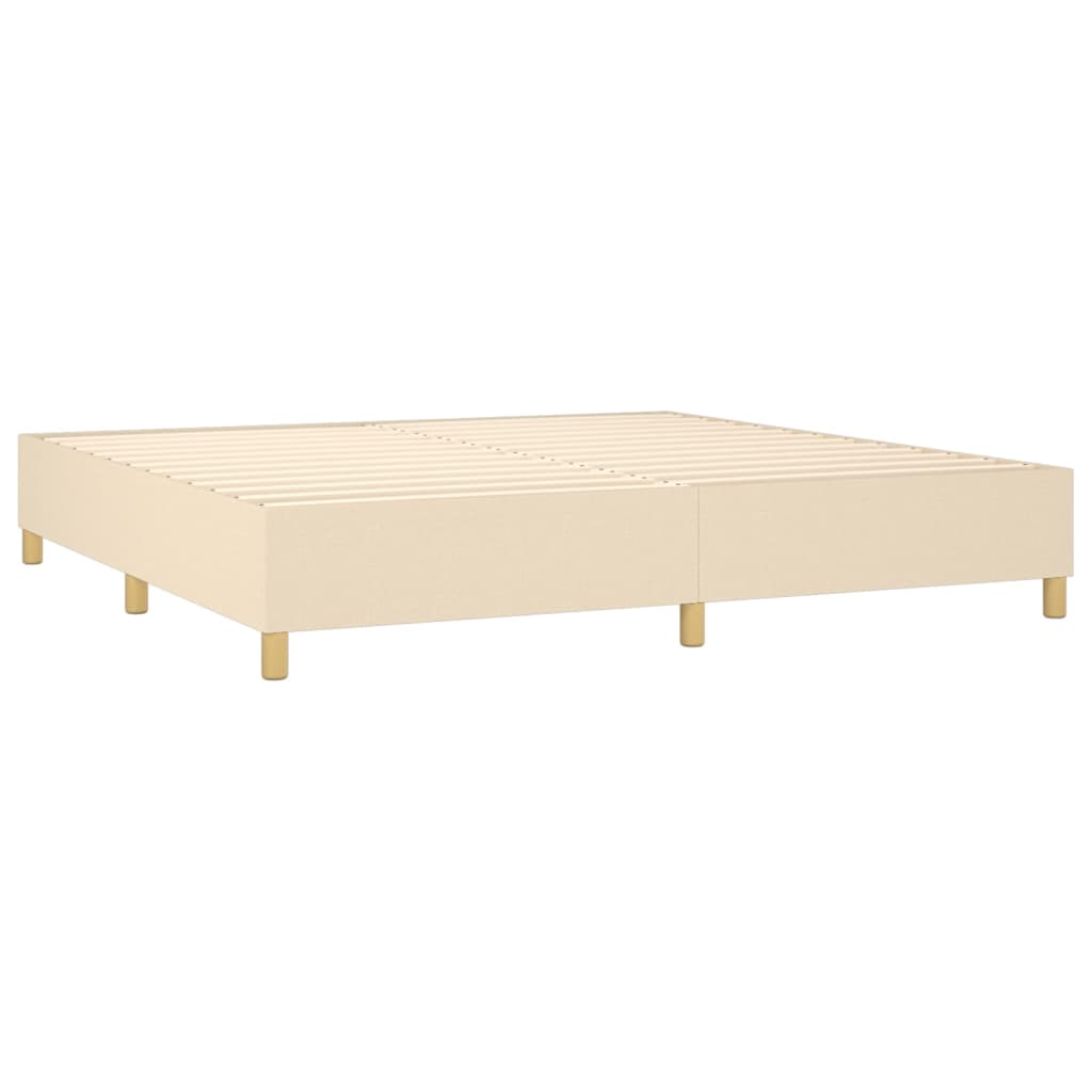 Κρεβάτι Boxspring με Στρώμα Κρεμ 200x200 εκ. Υφασμάτινο - Pakobazaar