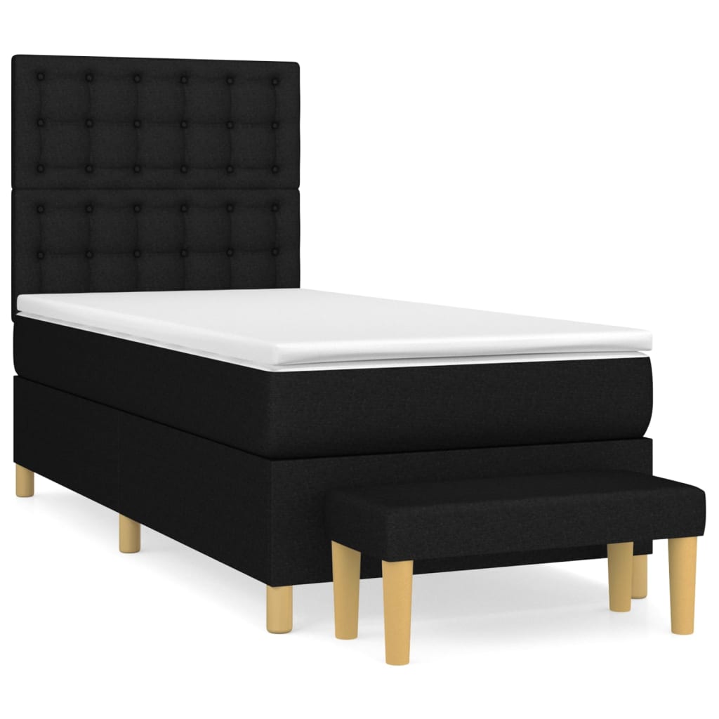 Κρεβάτι Boxspring με Στρώμα Μαύρο 80 x 200 εκ. Υφασμάτινο