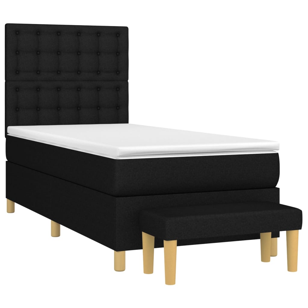Κρεβάτι Boxspring με Στρώμα Μαύρο 80 x 200 εκ. Υφασμάτινο