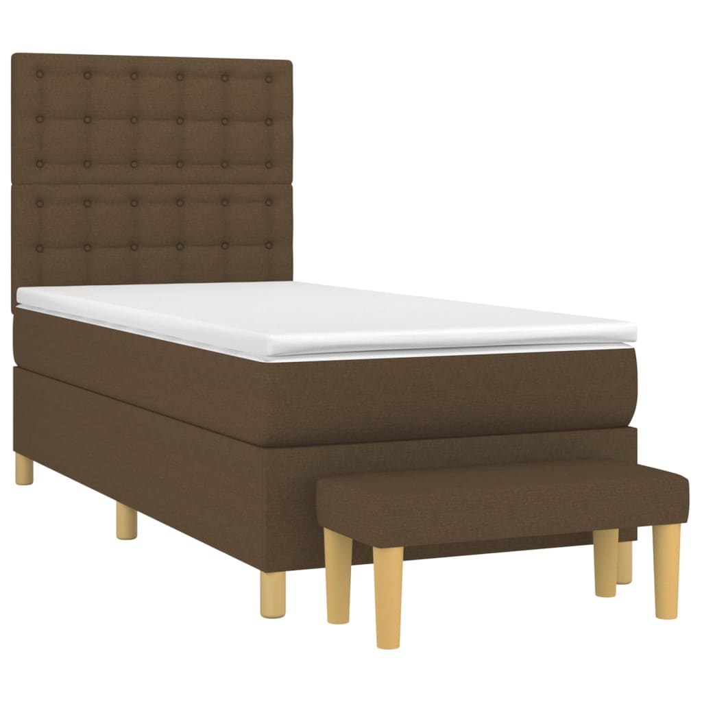 Κρεβάτι Boxspring με Στρώμα Σκούρο Καφέ 80x200 εκ. Υφασμάτινο - Pakobazaar