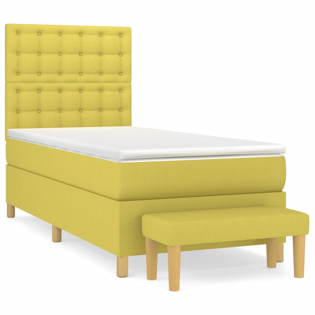 Κρεβάτι Boxspring με Στρώμα Ανοιχτό πράσινο 80x200εκ.Υφασμάτινο