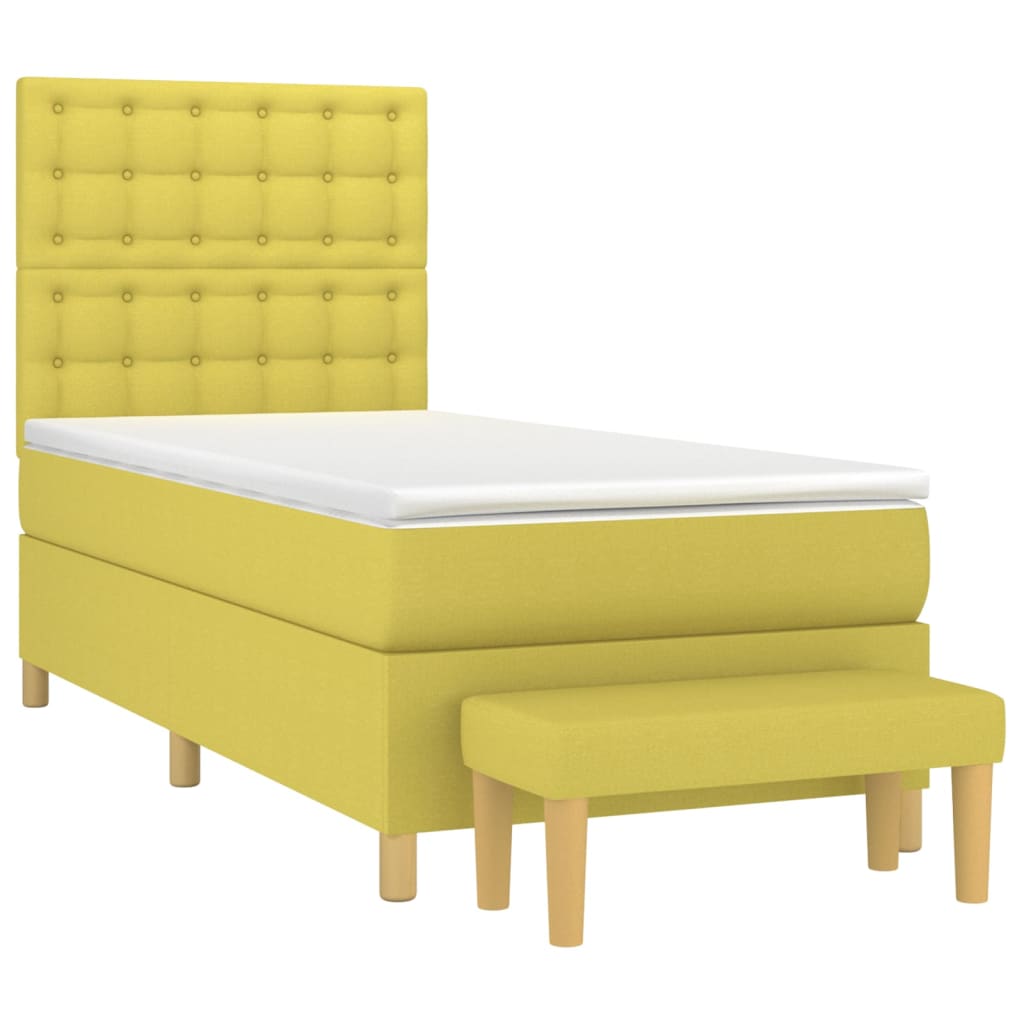 Κρεβάτι Boxspring με Στρώμα Ανοιχτό πράσινο 80x200εκ.Υφασμάτινο