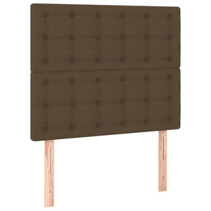 Κρεβάτι Boxspring με Στρώμα Σκούρο Καφέ 90x190 εκ. Υφασμάτινο