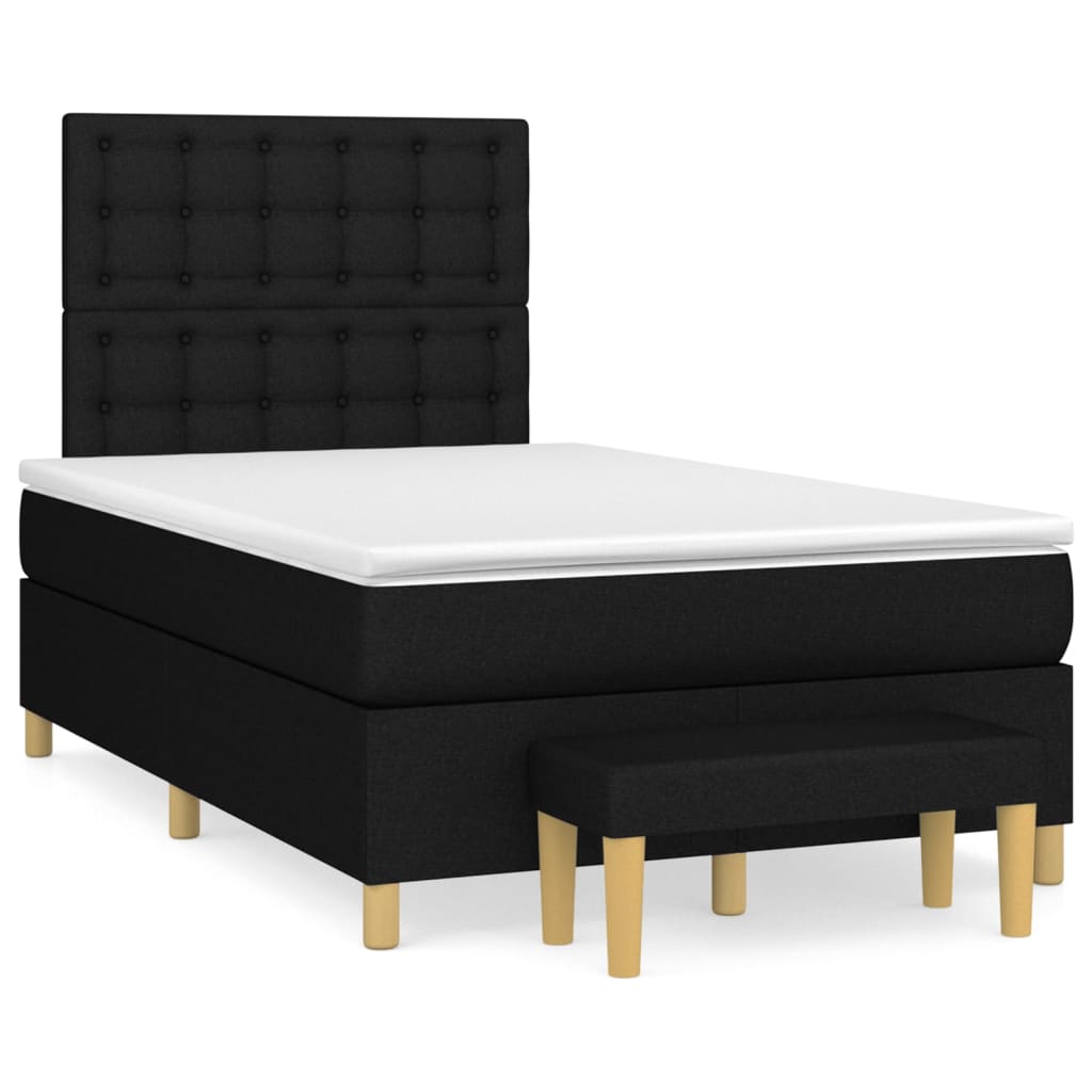 Κρεβάτι Boxspring με Στρώμα Μαύρο 120x200 εκ. Υφασμάτινο