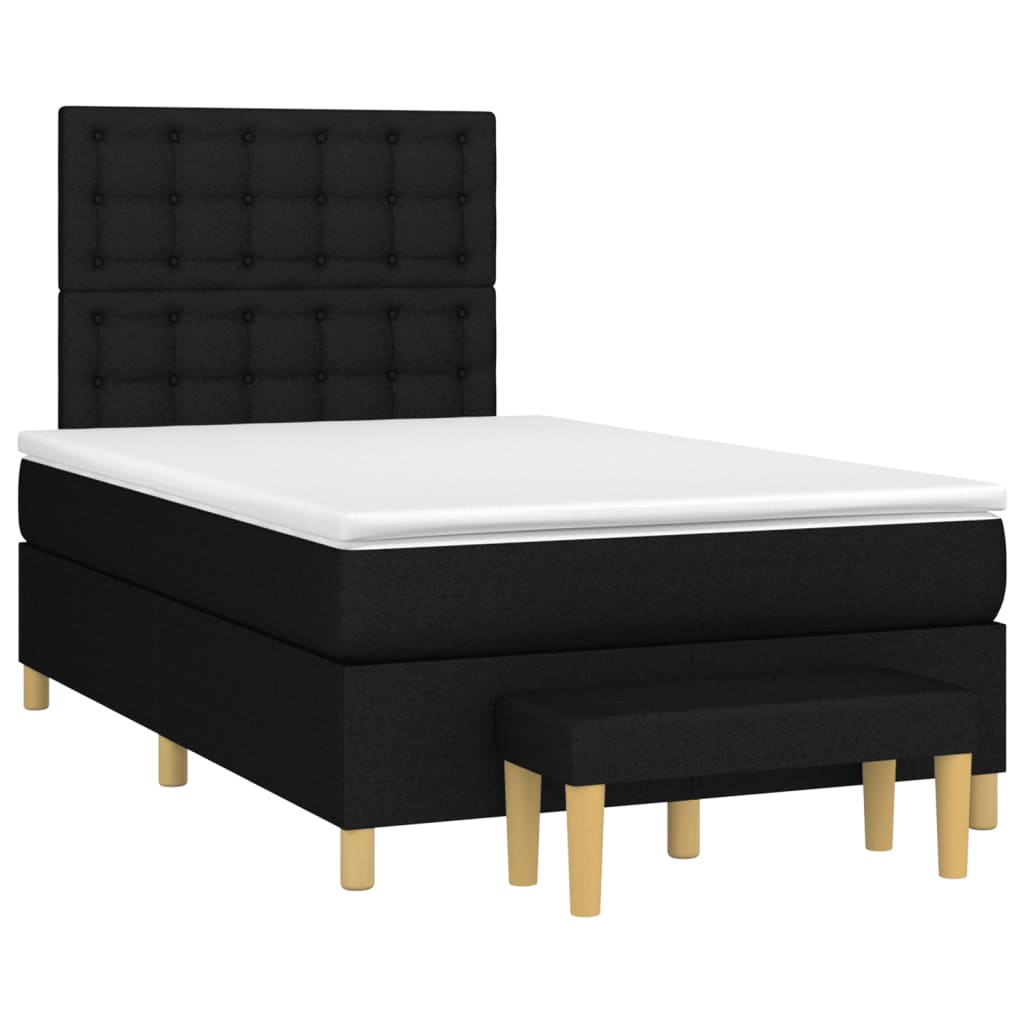 Κρεβάτι Boxspring με Στρώμα Μαύρο 120x200 εκ. Υφασμάτινο