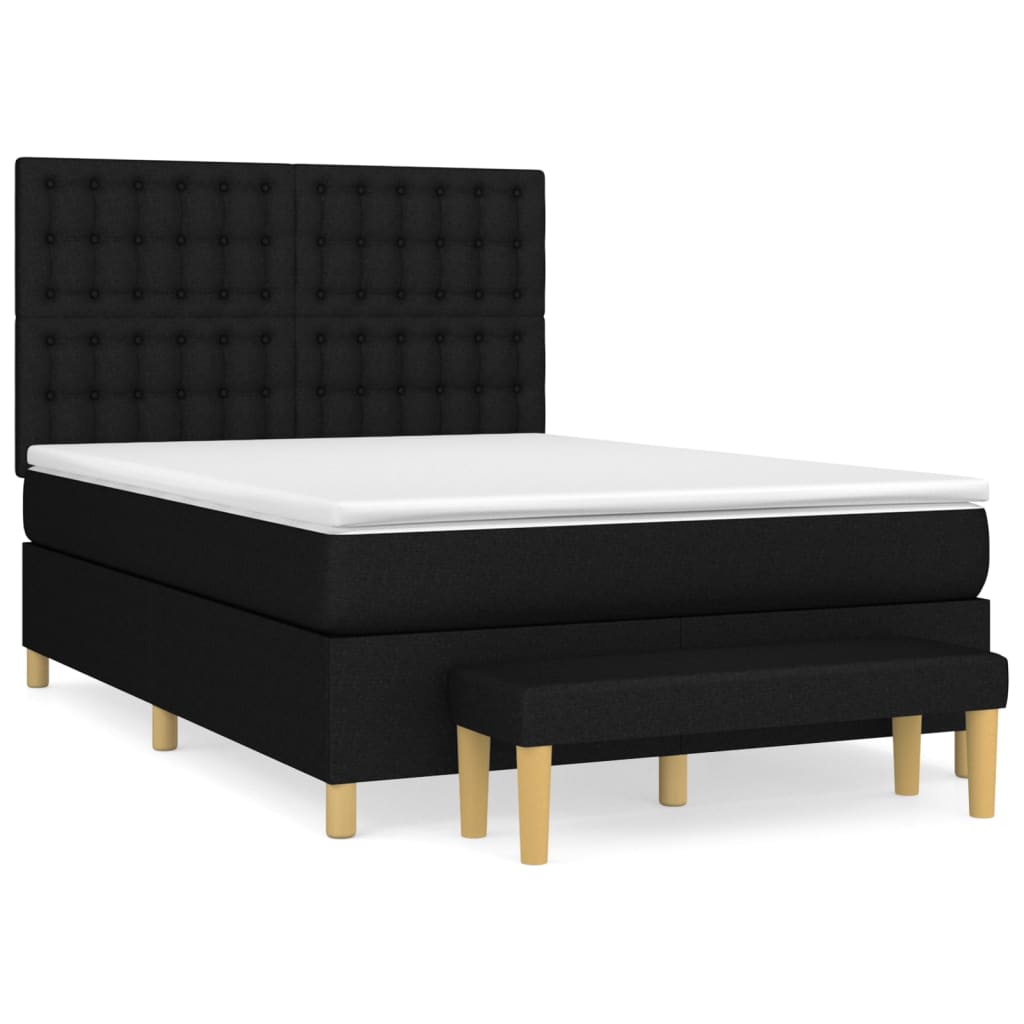 Κρεβάτι Boxspring με Στρώμα Μαύρο 140x190 εκ. Υφασμάτινο - Pakobazaar