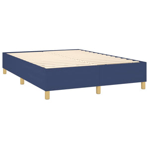 Κρεβάτι Boxspring με Στρώμα Μπλε 140x190 εκ. Υφασμάτινο