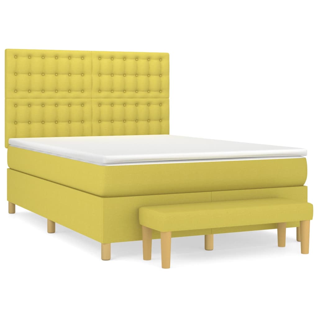 Κρεβάτι Boxspring με Στρώμα Ανοιχτό πράσινο140x190εκ.Υφασμάτινο
