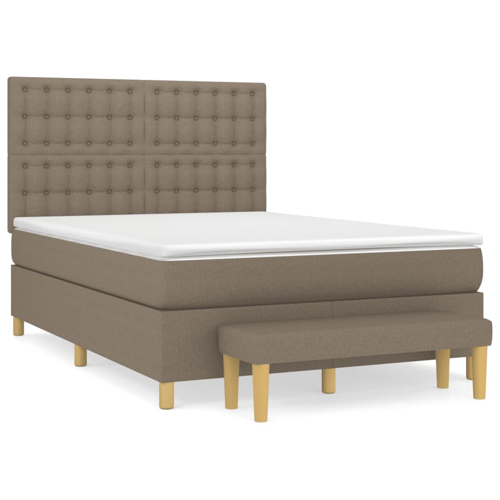 Κρεβάτι Boxspring με Στρώμα Taupe 140x200 εκ. Υφασμάτινο
