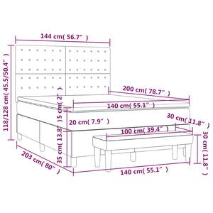 Κρεβάτι Boxspring με Στρώμα Taupe 140x200 εκ. Υφασμάτινο