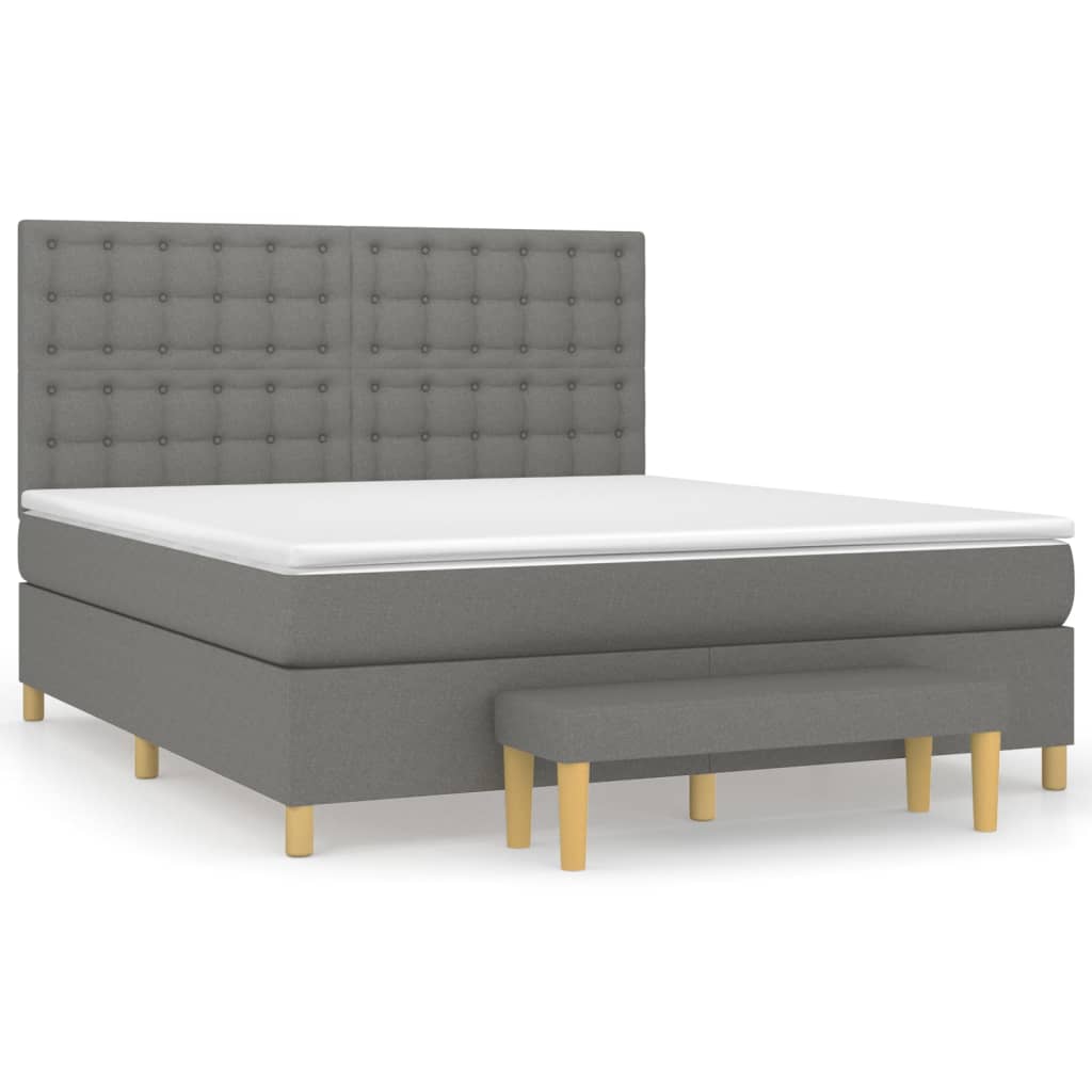 Κρεβάτι Boxspring με Στρώμα Σκούρο Γκρι 160x200 εκ Υφασμάτινο - Pakobazaar