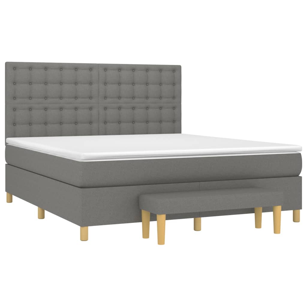 Κρεβάτι Boxspring με Στρώμα Σκούρο Γκρι 160x200 εκ Υφασμάτινο - Pakobazaar