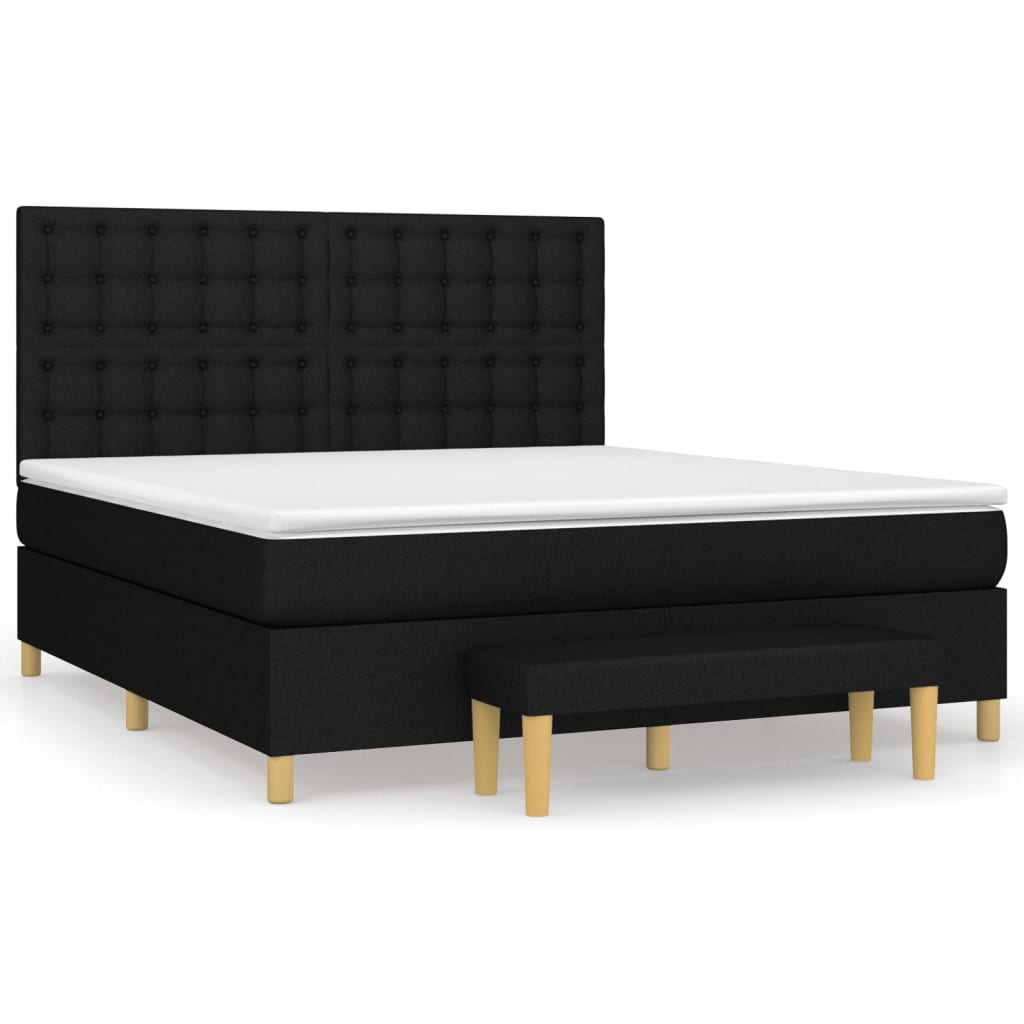 Κρεβάτι Boxspring με Στρώμα Μαύρο 160x200 εκ. Υφασμάτινο - Pakobazaar