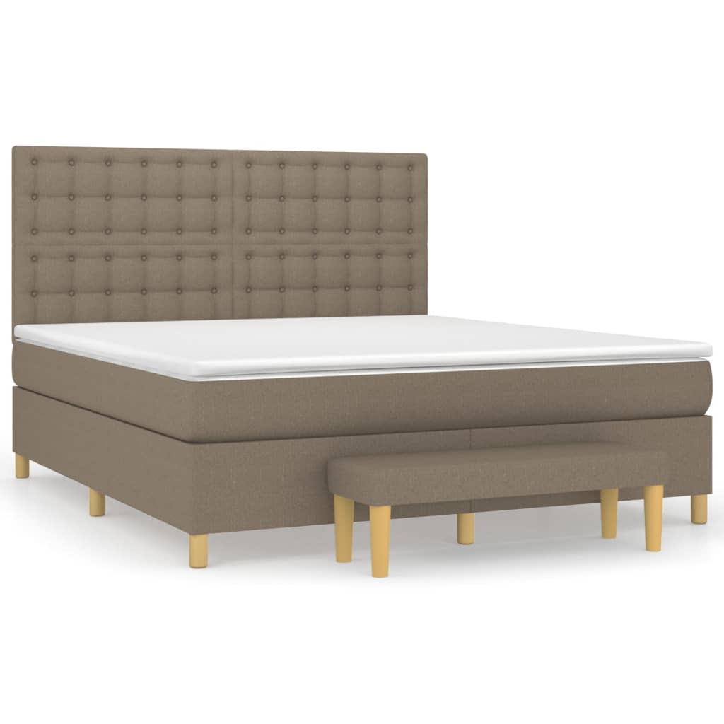 Κρεβάτι Boxspring με Στρώμα Taupe 160x200 εκ. Υφασμάτινο
