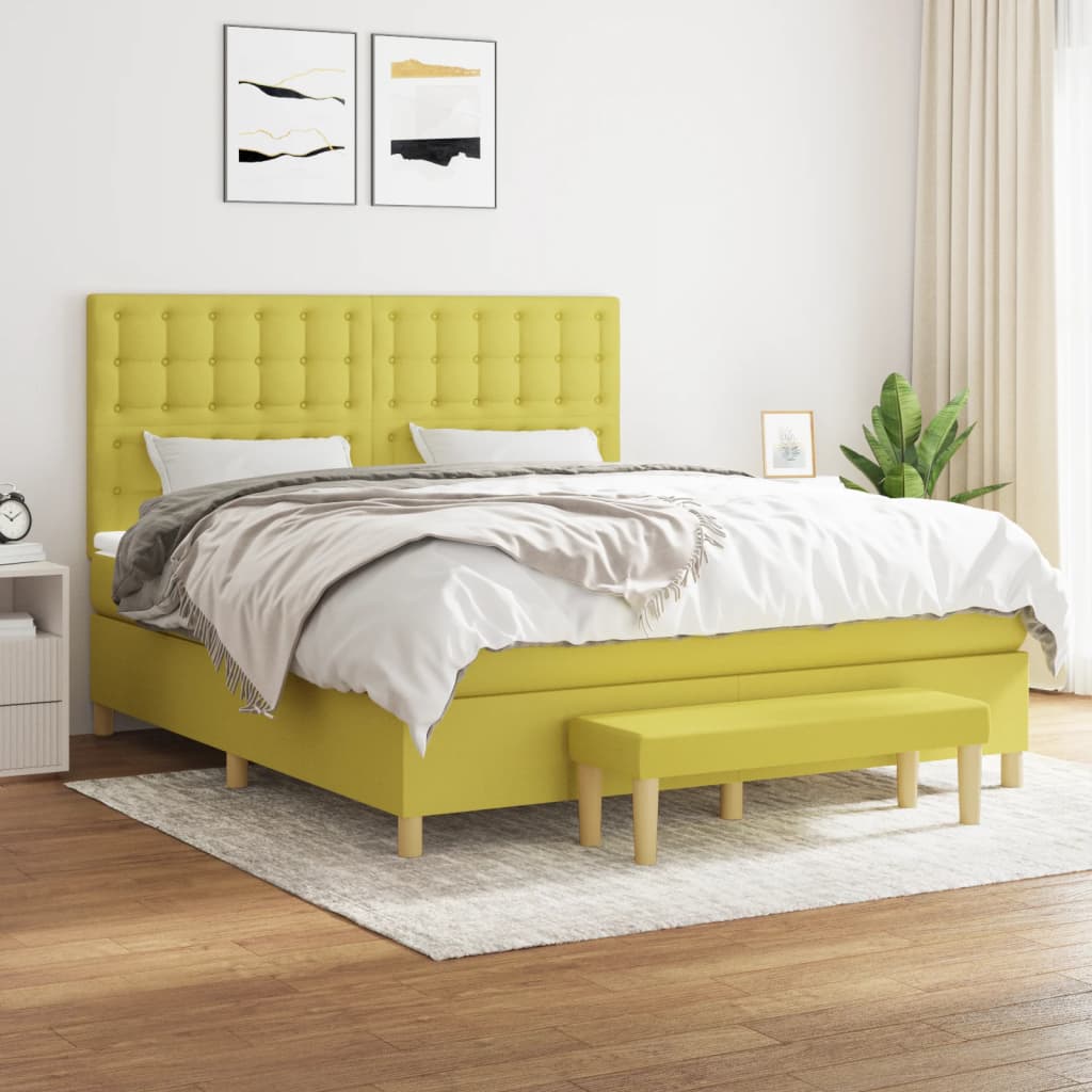 Κρεβάτι Boxspring με Στρώμα Αν. Πράσινο 120x190εκ Υφασμάτινο