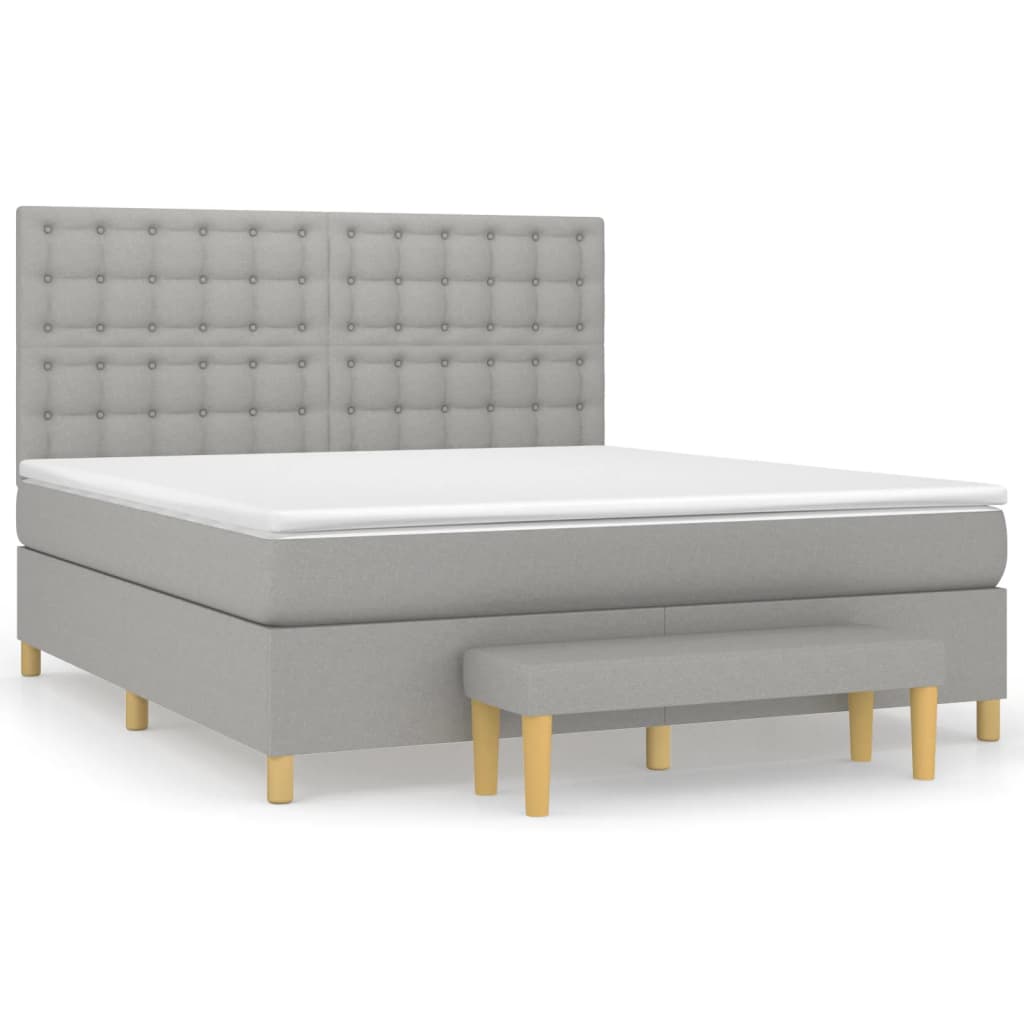Κρεβάτι Boxspring με Στρώμα Ανοιχτό Γκρι 180x200 εκ. Υφασμάτινο