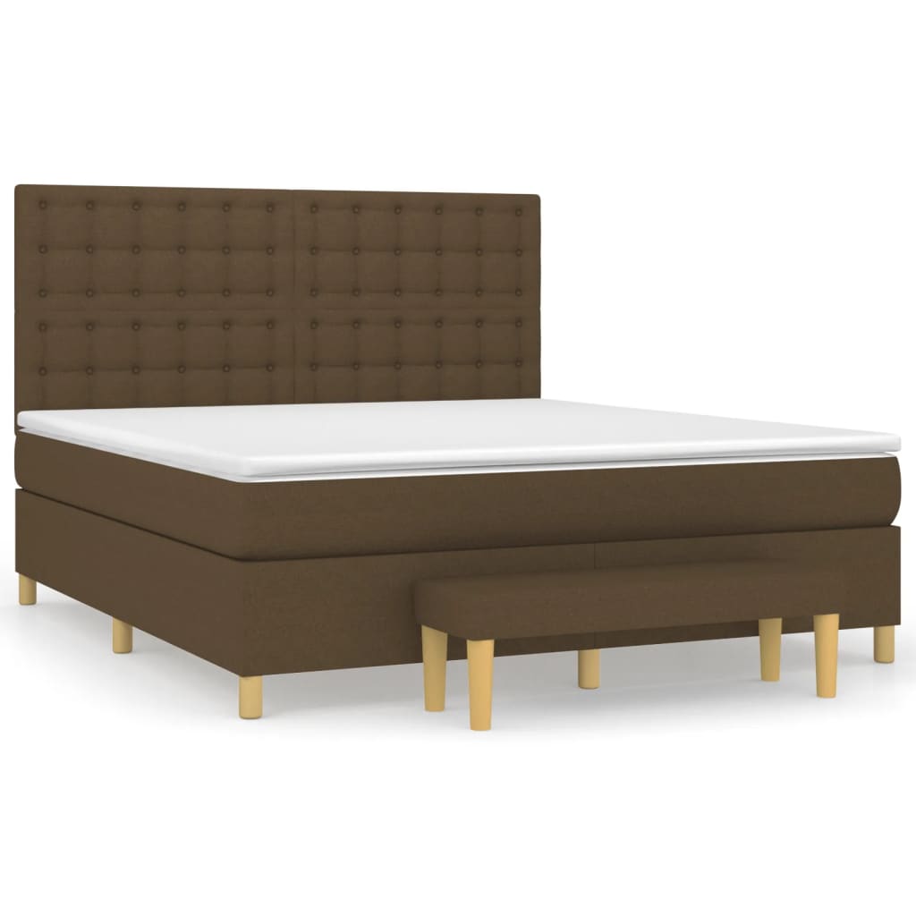 Κρεβάτι Boxspring με Στρώμα Σκούρο Καφέ 180x200 εκ Υφασμάτινο