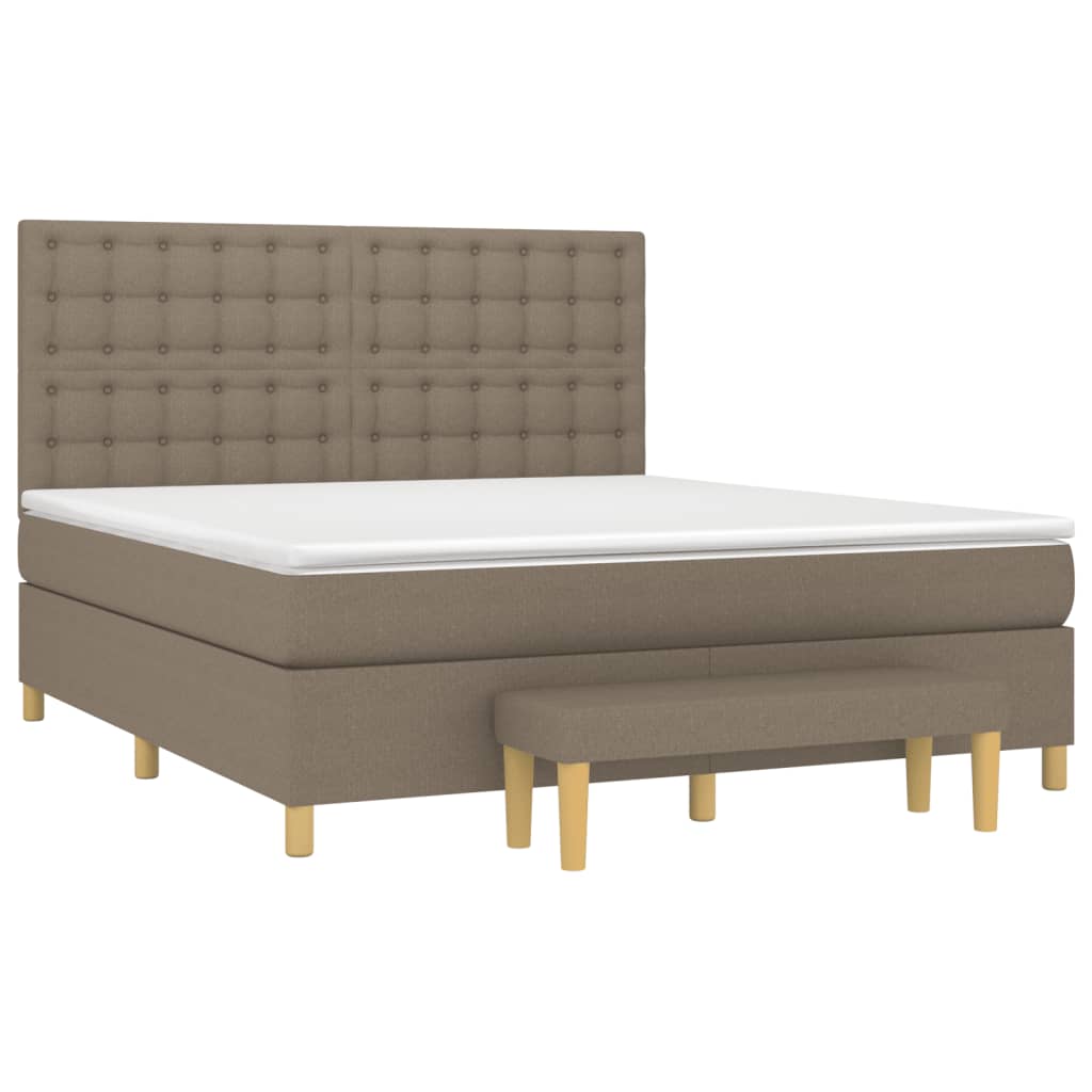 Κρεβάτι Boxspring με Στρώμα Taupe 180x200 εκ. Υφασμάτινο