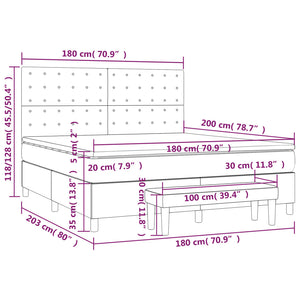 Κρεβάτι Boxspring με Στρώμα Taupe 180x200 εκ. Υφασμάτινο