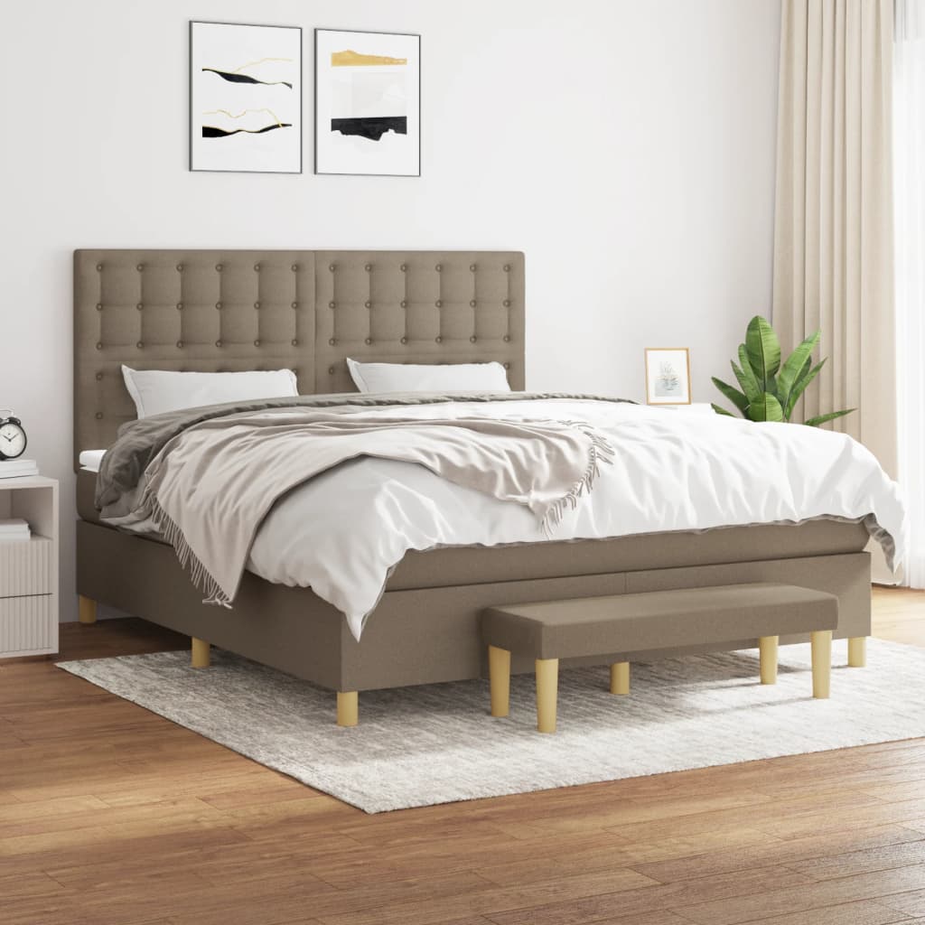 Κρεβάτι Boxspring με Στρώμα Taupe 180x200 εκ. Υφασμάτινο