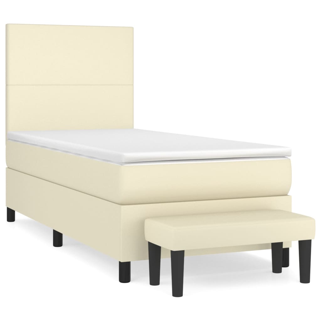 Κρεβάτι Boxspring με Στρώμα Κρεμ 80 x 200 εκ. Συνθετικό Δέρμα