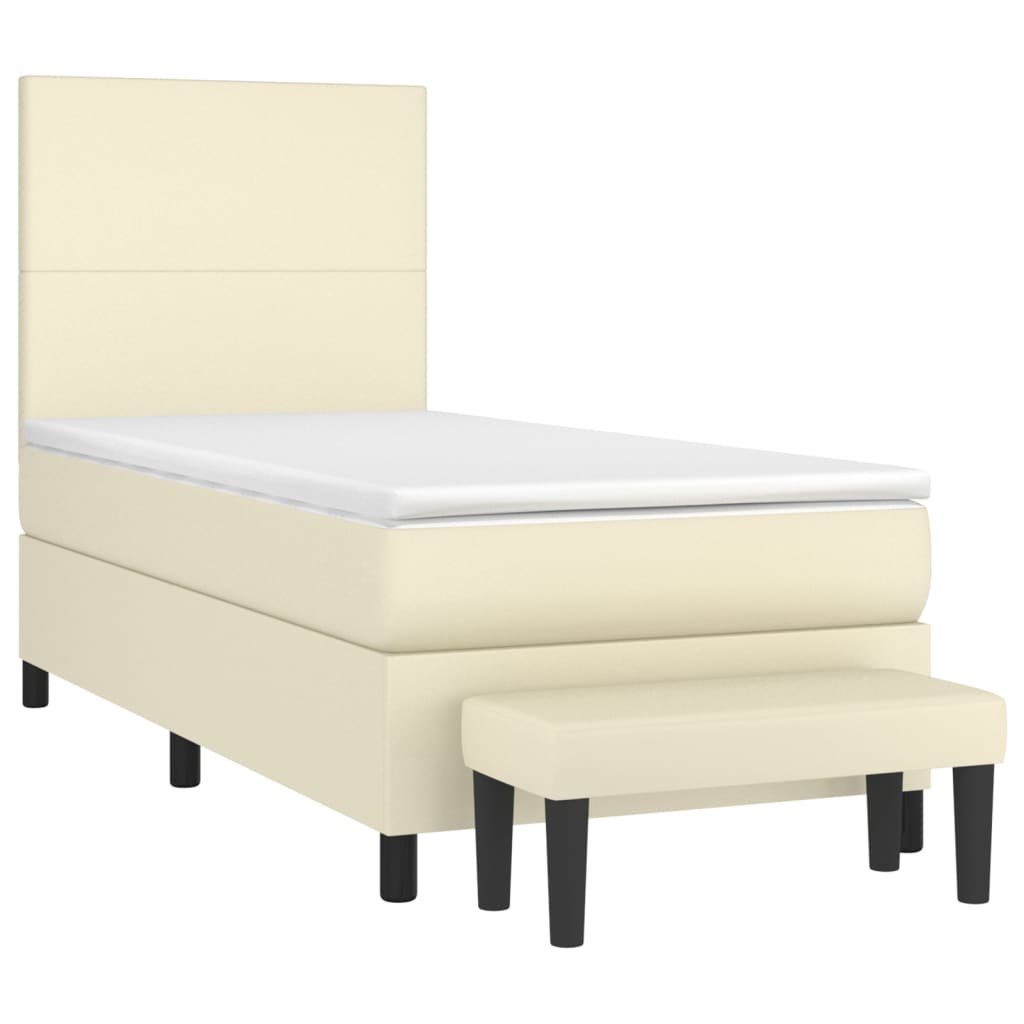 Κρεβάτι Boxspring με Στρώμα Κρεμ 80 x 200 εκ. Συνθετικό Δέρμα