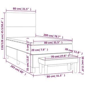 Κρεβάτι Boxspring με Στρώμα Καφέ 80 x 200 εκ. Συνθετικό Δέρμα
