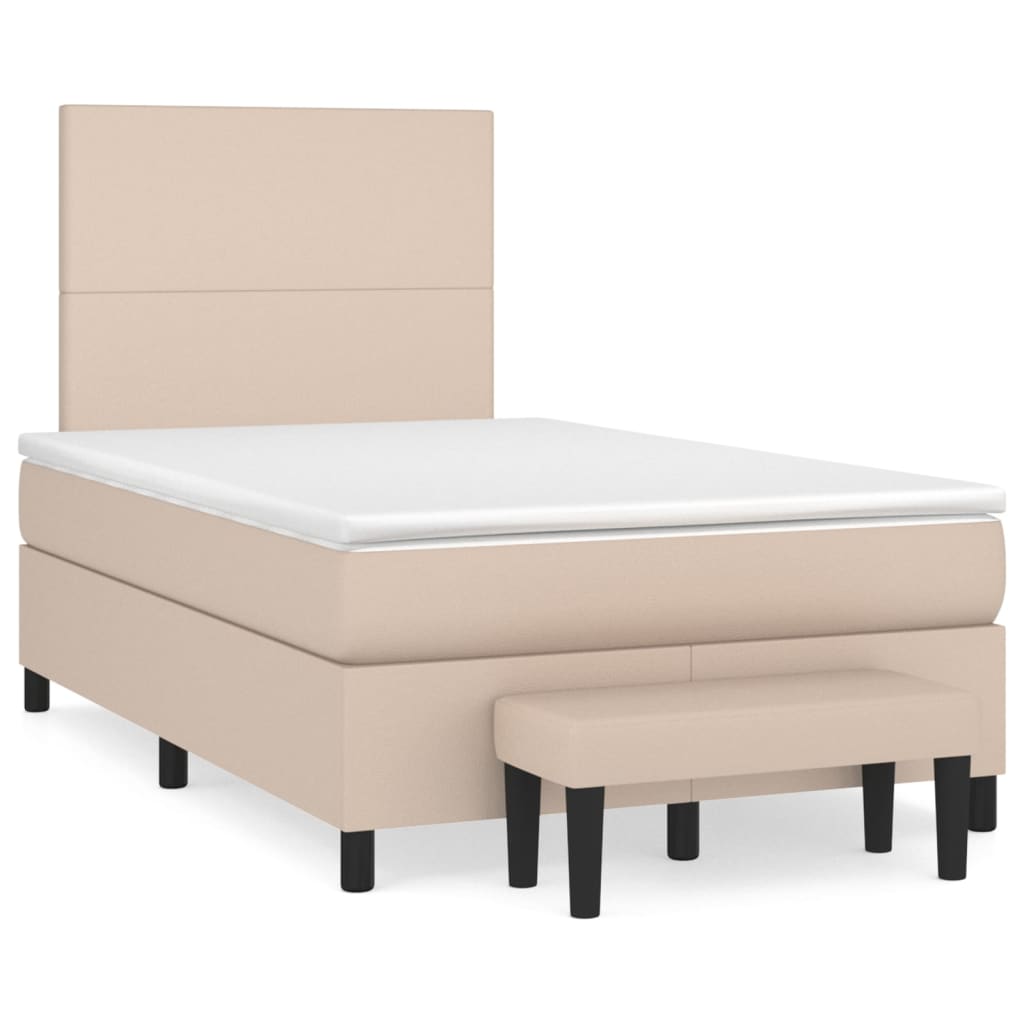 Κρεβάτι Boxspring με Στρώμα Καπουτσίνο 120x200εκ.από Συνθ.Δέρμα