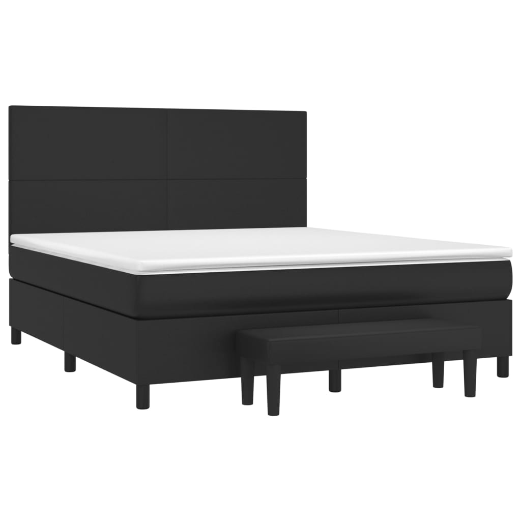 Κρεβάτι Boxspring με Στρώμα Μαύρο 160x200εκ.από Συνθετικό Δέρμα
