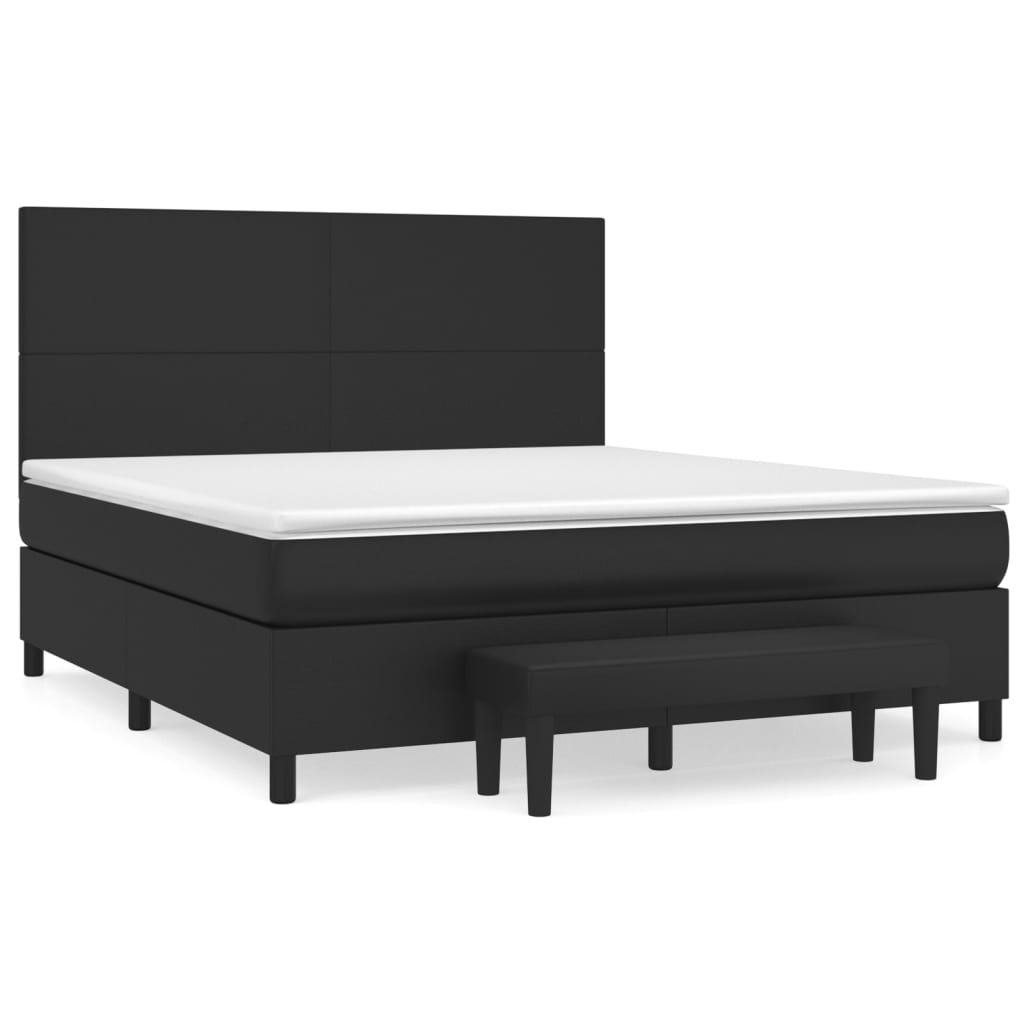 Κρεβάτι Boxspring με Στρώμα Μαύρο 180x200εκ.από Συνθετικό Δέρμα
