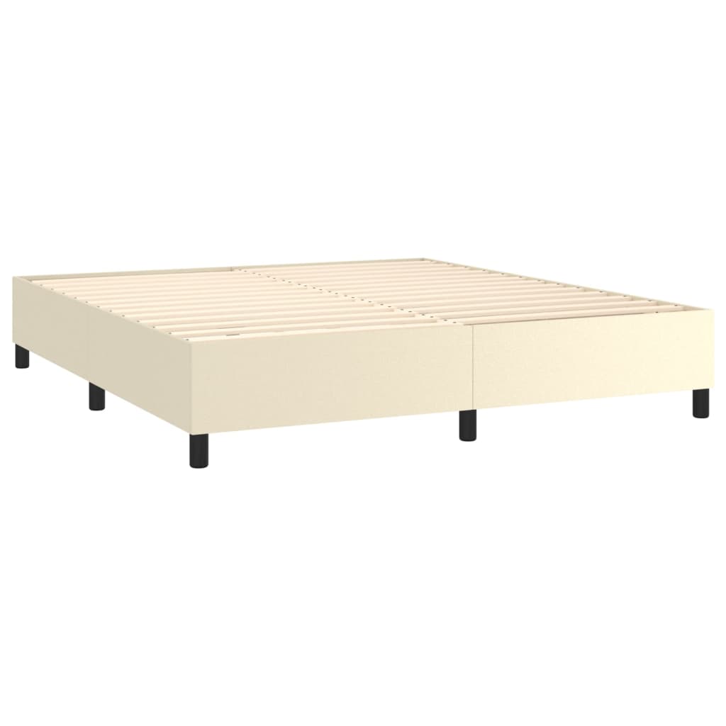 Κρεβάτι Boxspring με Στρώμα Κρεμ 180x200 εκ. Συνθετικό Δέρμα - Pakobazaar