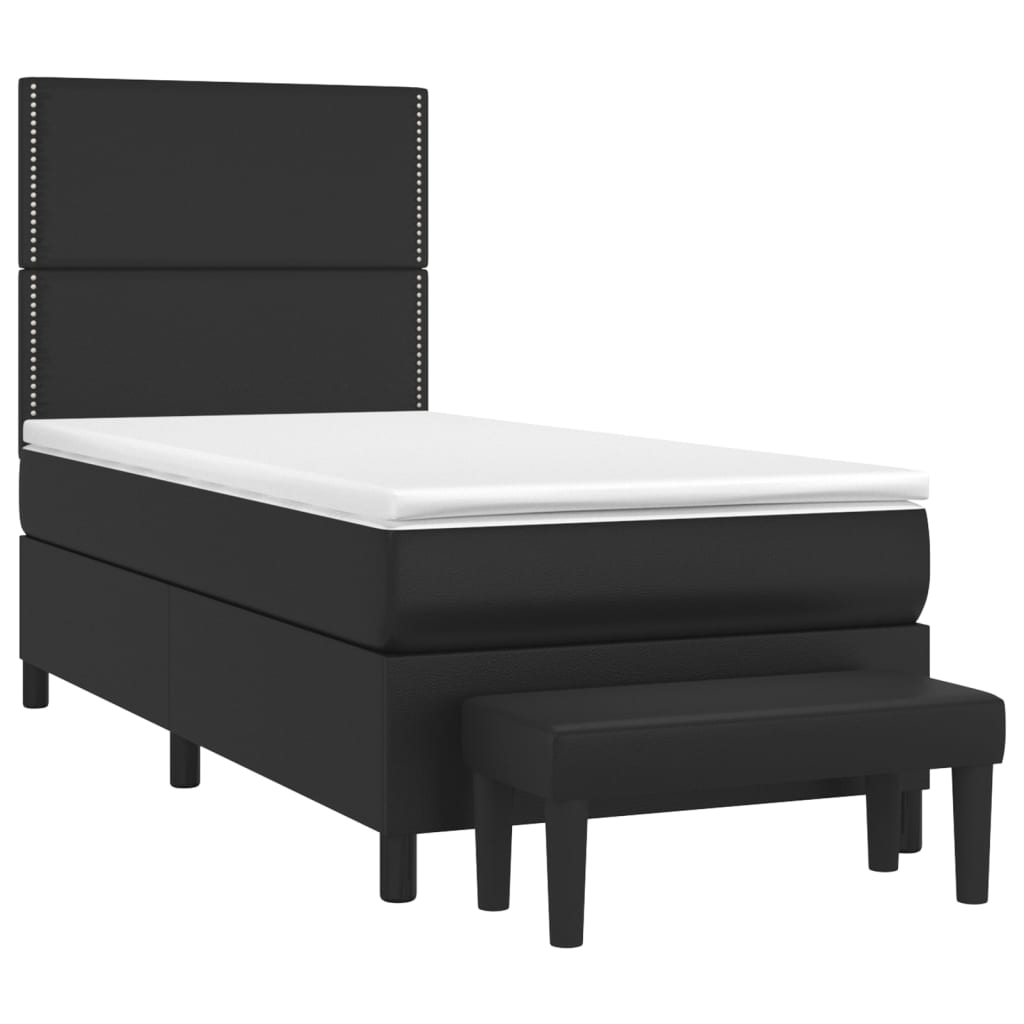 Κρεβάτι Boxspring με Στρώμα Μαύρο 80 x 200 εκ. Συνθετικό Δέρμα