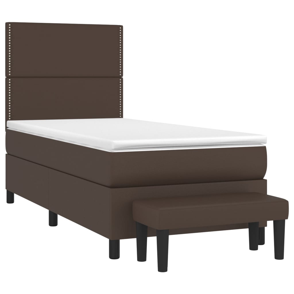 Κρεβάτι Boxspring με Στρώμα Καφέ 80 x 200 εκ. Συνθετικό Δέρμα