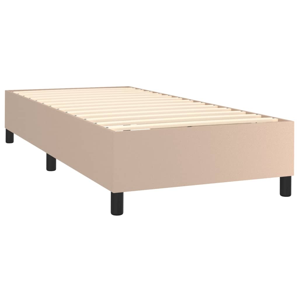 Κρεβάτι Boxspring με Στρώμα Καπουτσίνο 100x200εκ.από Συνθ.Δέρμα
