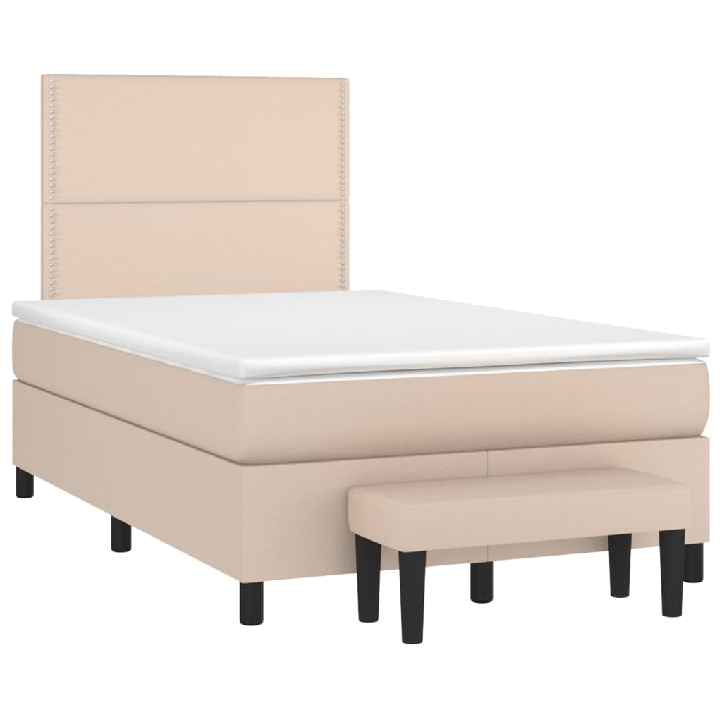Κρεβάτι Boxspring με Στρώμα Καπουτσίνο 120x200εκ.από Συνθ.Δέρμα