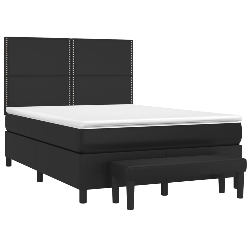 Κρεβάτι Boxspring με Στρώμα Μαύρο 140x190εκ.από Συνθετικό Δέρμα