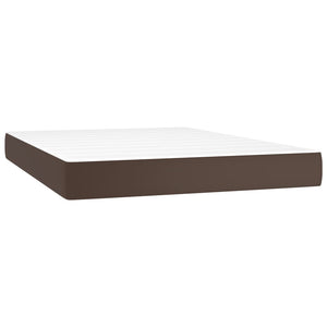 Κρεβάτι Boxspring με Στρώμα Καφέ 140x190εκ. από Συνθετικό Δέρμα