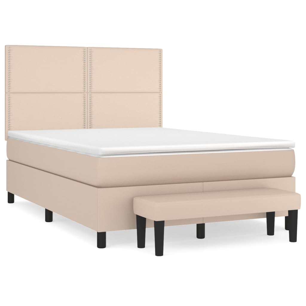 Κρεβάτι Boxspring με Στρώμα Καπουτσίνο 140x190εκ.από Συνθ.Δέρμα