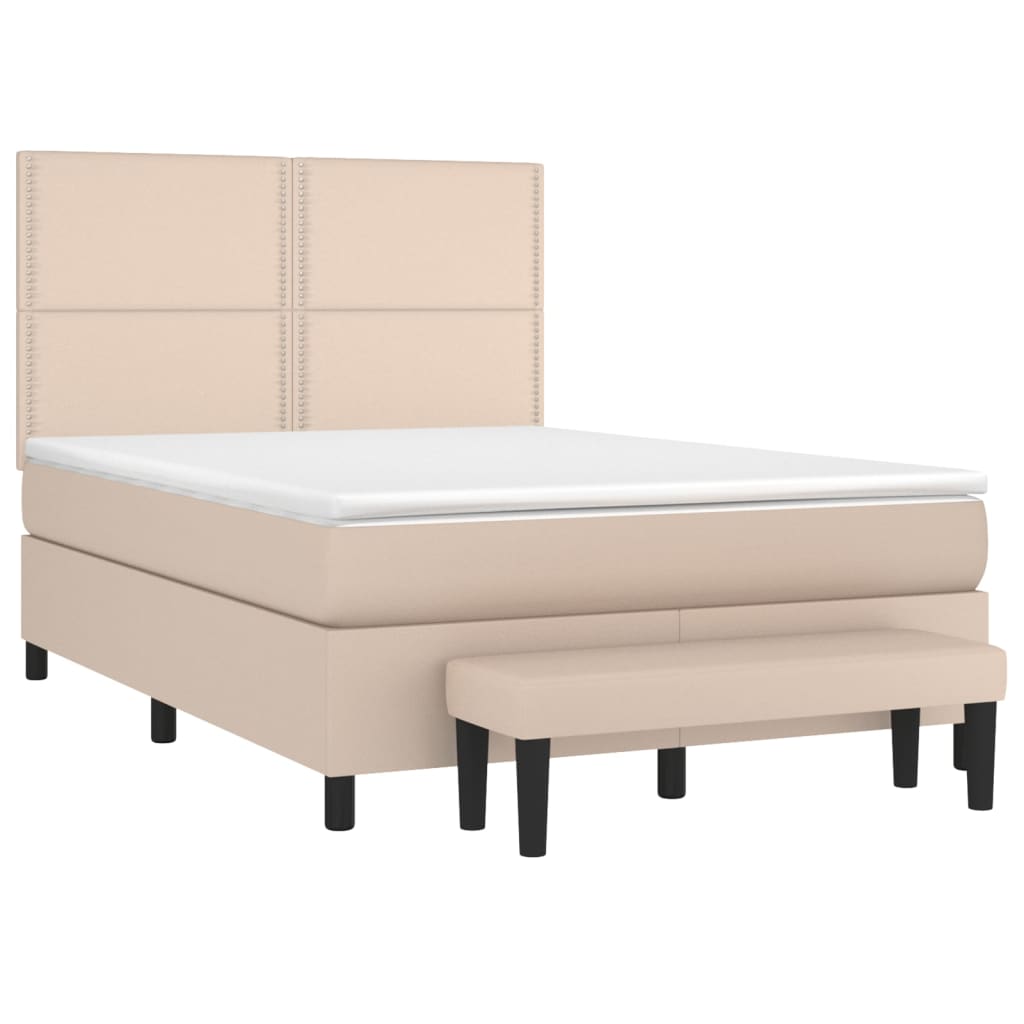 Κρεβάτι Boxspring με Στρώμα Καπουτσίνο 140x190εκ.από Συνθ.Δέρμα
