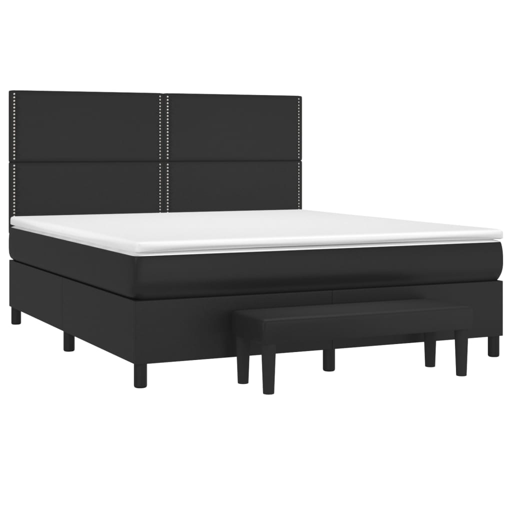 Κρεβάτι Boxspring με Στρώμα Μαύρο 180x200εκ.από Συνθετικό Δέρμα