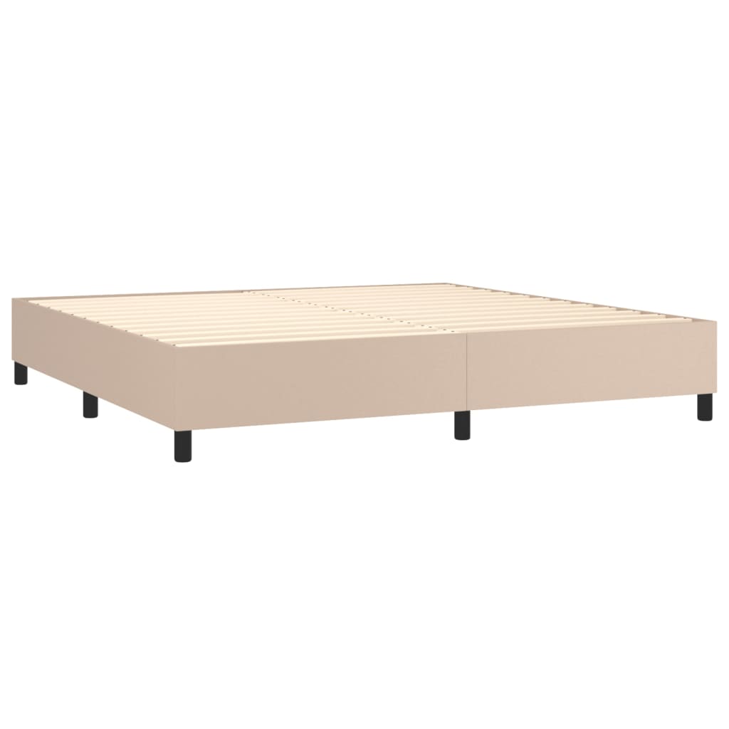 Κρεβάτι Boxspring με Στρώμα Καπουτσίνο 200x200εκ.από Συνθ.Δέρμα