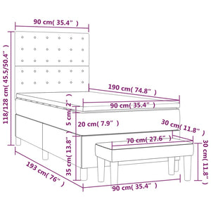Κρεβάτι Boxspring με Στρώμα Καφέ 90x190 εκ. από Συνθετικό Δέρμα