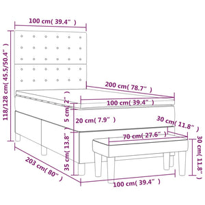 Κρεβάτι Boxspring με Στρώμα Καπουτσίνο 100x200εκ.από Συνθ.Δέρμα - Pakobazaar