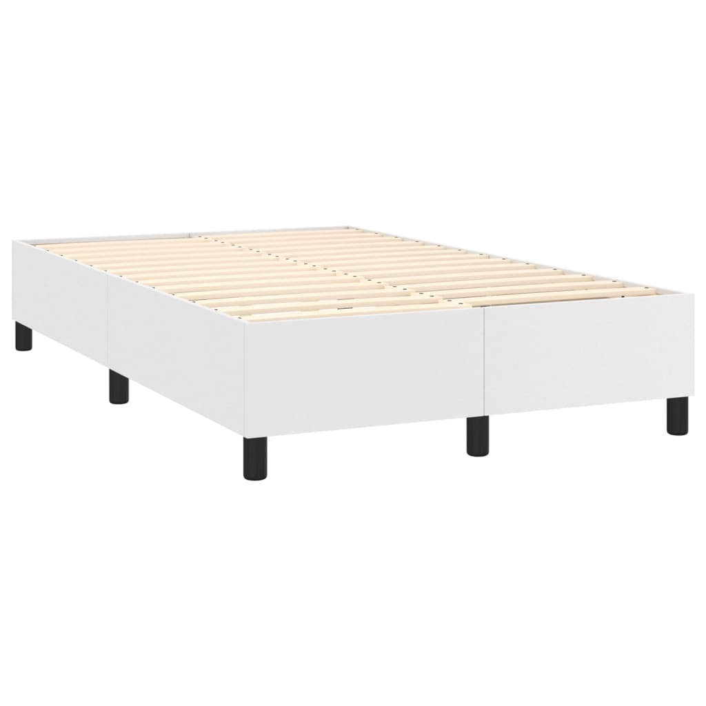 Κρεβάτι Boxspring με Στρώμα Λευκό 120x200εκ.από Συνθετικό Δέρμα